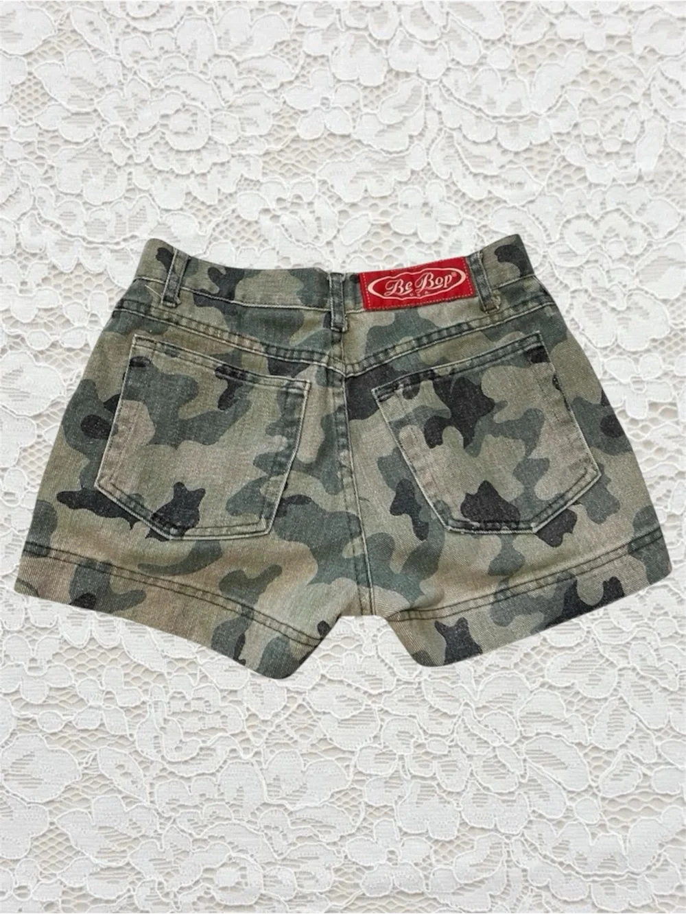 vintage camo denim shorts
